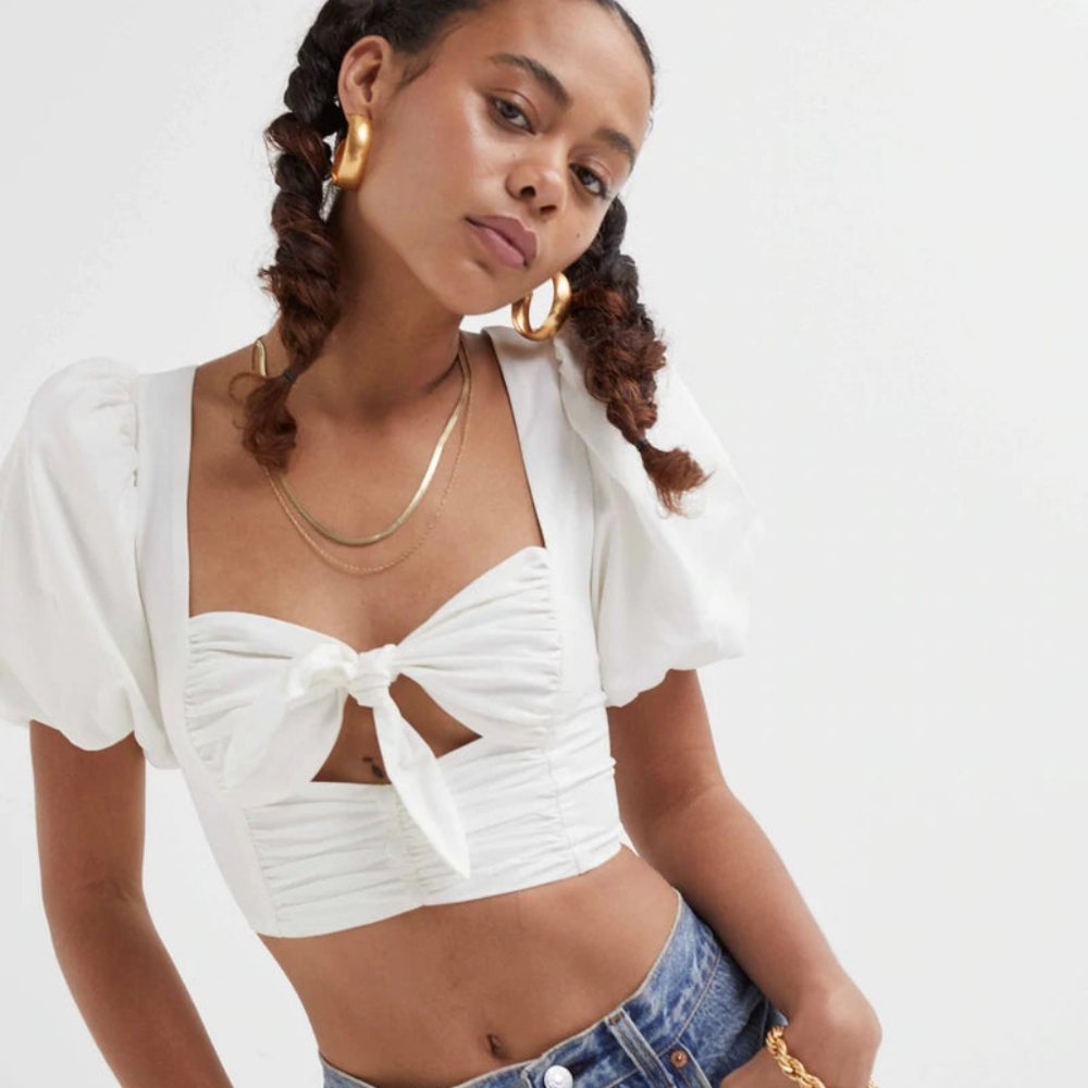For Love And Lemons Jessie Crop Top in White Small NWT